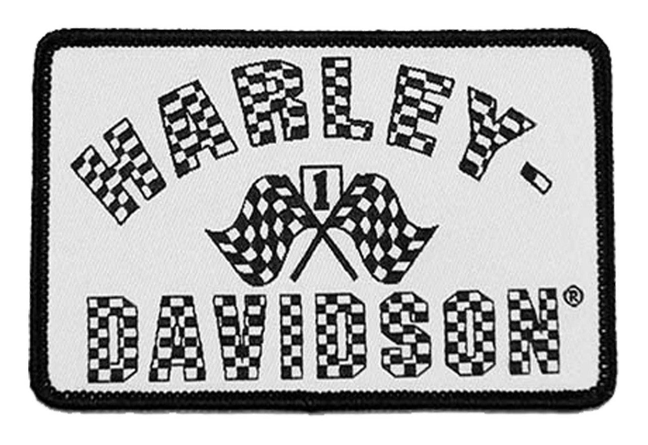 Woven Checkered Flag Emblem Sew-On Patch 3.5" | Harley-Davidson