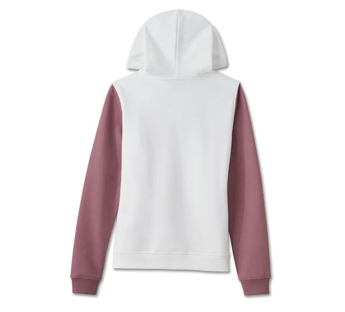 Women's Harley-Davidson Raglan Hoodie - Colorblock - Cloud Dancer & Wistful Mauve