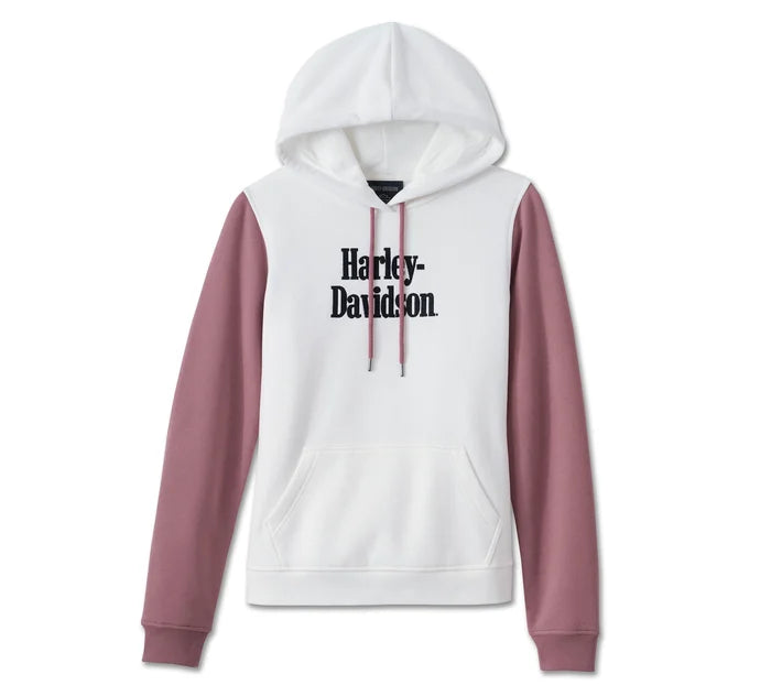 Women's Harley-Davidson Raglan Hoodie - Colorblock - Cloud Dancer & Wistful Mauve