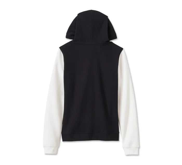 Women's Harley-Davidson Raglan Hoodie - Colorblock - Harley Black & Cloud Dancer - Harley Davidson