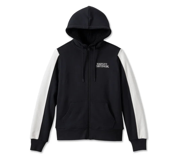 Women's Willie G Sherpa Lined Zip Front Hoodie (Black Beauty) | Harley-Davidson