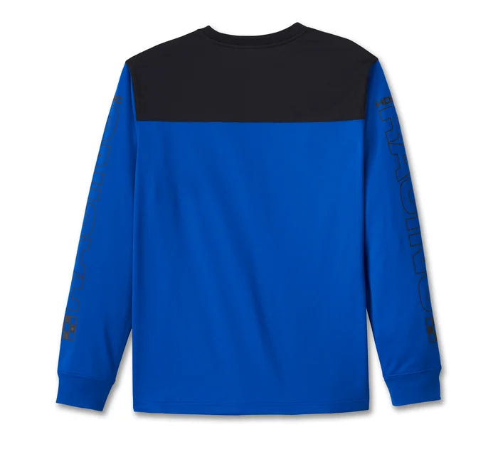 Men's Blue Blazes Long Sleeve Racing Jersey - Colorblocked - Lapis Blue - Harley Davidson