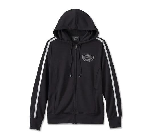 Women's Racing Scuba Zip Front Hoodie - Harley Black - Harley Davidson