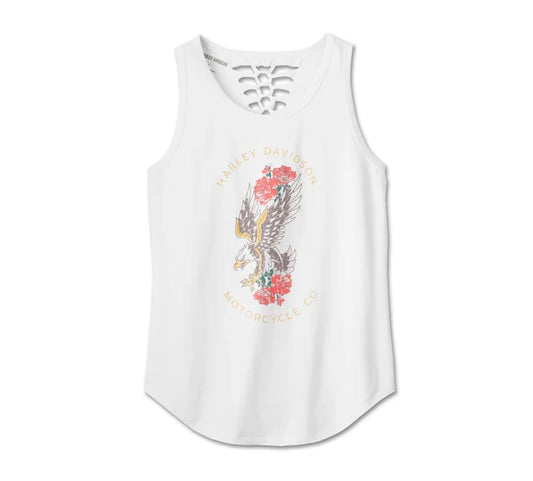 Women's American Traditional Rip & Repair Tank - Bright White - Harley Davidson