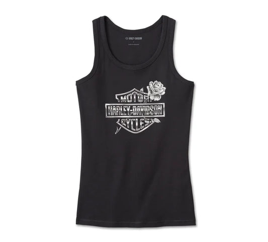 Women's Rose Bar & Shield Tank - Harley Black | Harley-Davidson