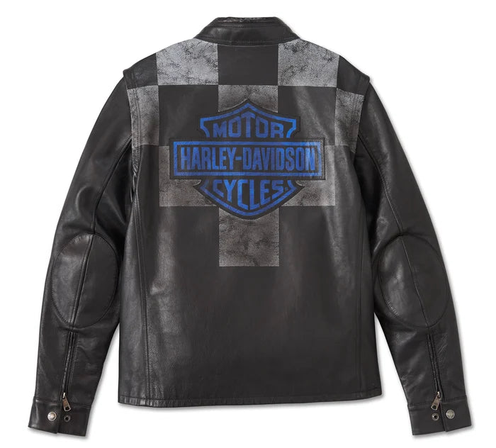 Men's Blue Steel Convertible Leather Jacket - Harley Davidson