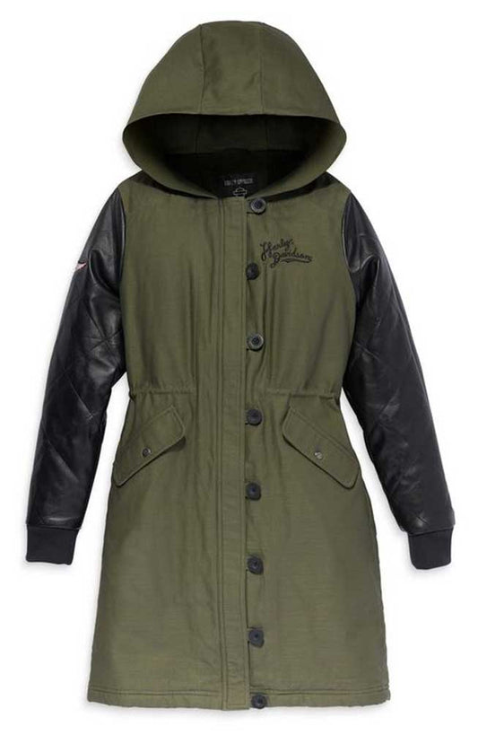 Women's Up North Parka w/ Leather Sleeves (Green) | Harley-Davidson