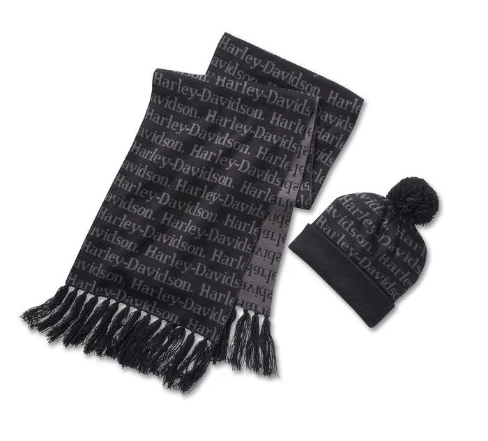 Women's Harley-Davidson Beanie and Scarf Gift Set - Harley Black - Harley Davidson