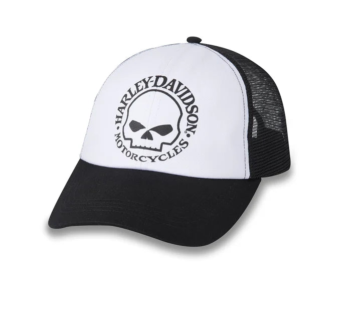 Women's Willie G Skull Trucker Cap - Colorblocked  (Black Beauty) | Harley-Davidson