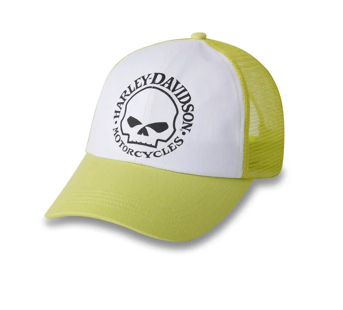 Women's Willie G Skull Trucker Cap - Colorblocked (Wild Lime) | Harley-Davidson