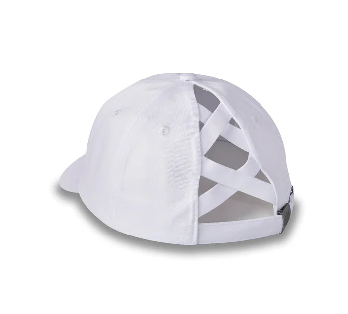 Women's Illuminate Bar & Shield Ponytail Cap- White | Harley-Davidson