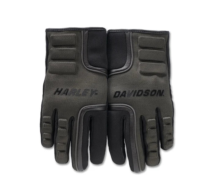 Women's H-D Waterproof Dyna Knit Mixed Media Gloves (black&olive green) | Harley-Davidson