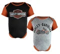 Infant Ribbed 2 Pack Bodysuits - Black/ Orange | Harley Davidson