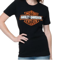 Women's B&S Orange on Black S/S T-Shirt | Harley Davidson