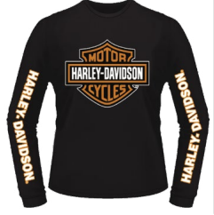 Men's Orange B&S On Black L/S | Harley-Davidson