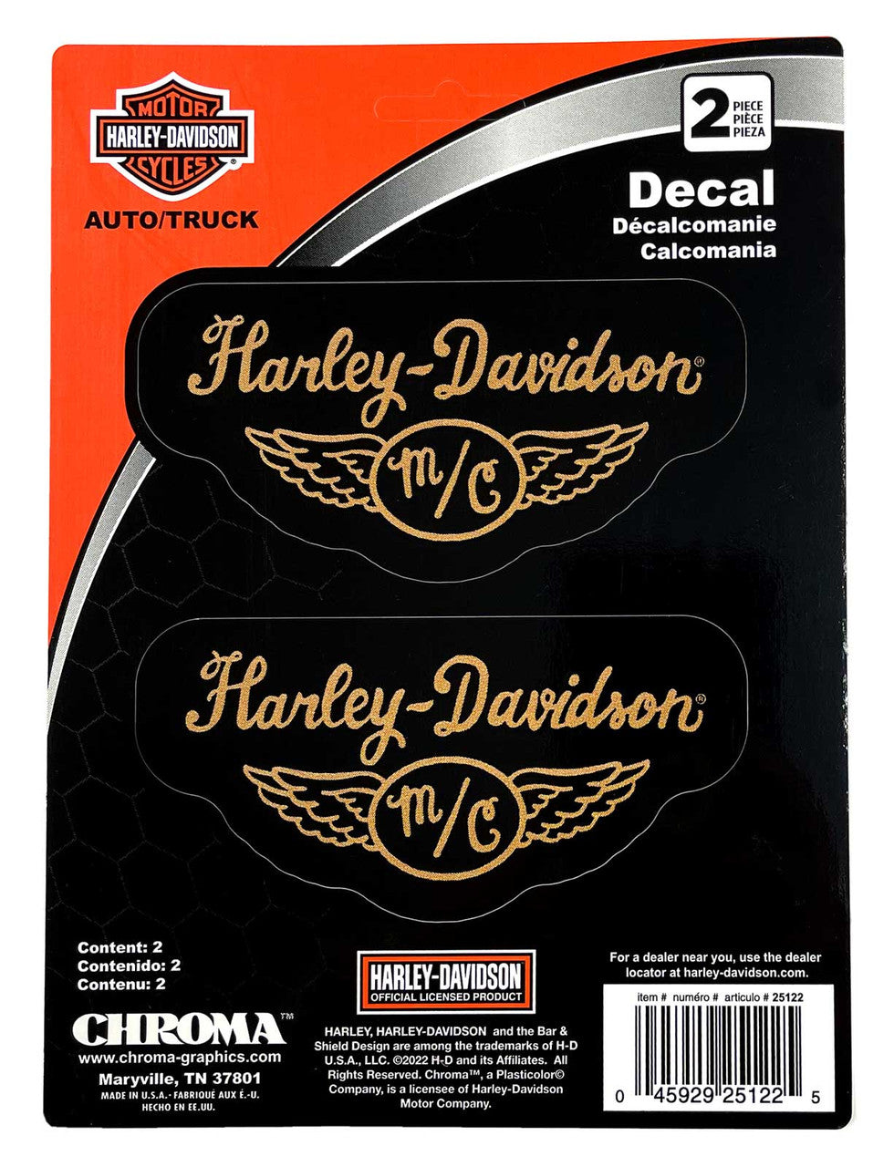 2-Piece MC with Wings H-D Text Decals - 2 Pack | Harley-Davidson