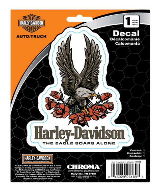 Text & Eagle with Roses Vinyl Decal | Harley-Davidson