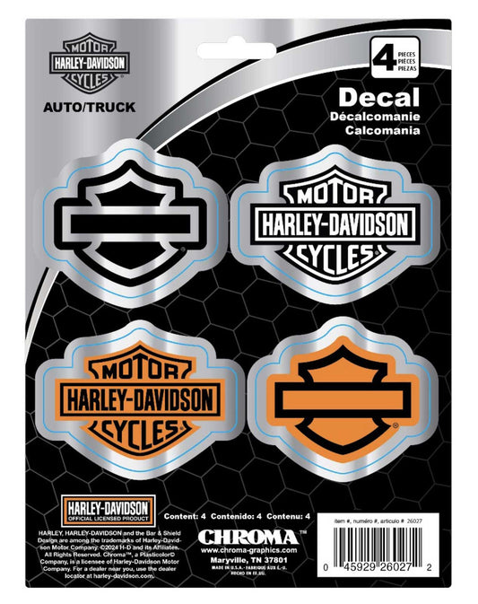 4-Piece Chromed Bar & Shield Logo Decals | Harley-Davidson