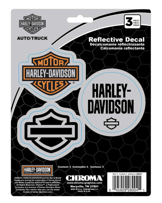 3-Piece Reflective B&S H-D Logos Decals | Harley-Davidson