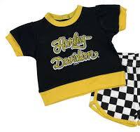 Little Girls' 2 Piece Toddler Racing Knit Tee & Short Set- Black | Harley Davidson