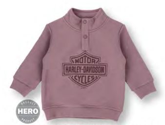 Girls Fleece Snap Placket Pullover - Mauve | Harley-Davidson