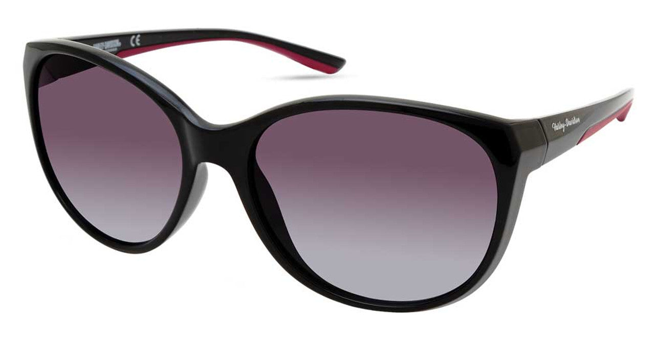 Women's Round Beveled Sunglasses - Black Frame/Gradient Smoke  | Harley-Davidson