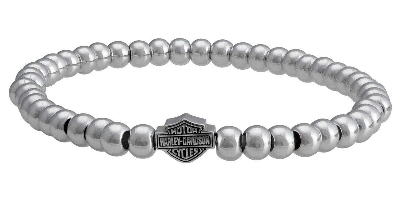 Women's Small Beaded Bar & Shield Stretch Bracelet | Harley-Davidson