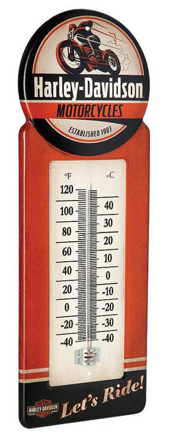 Tin Thermometer, Vintage H-D Motorcycle Metal Design | Harley-Davidson