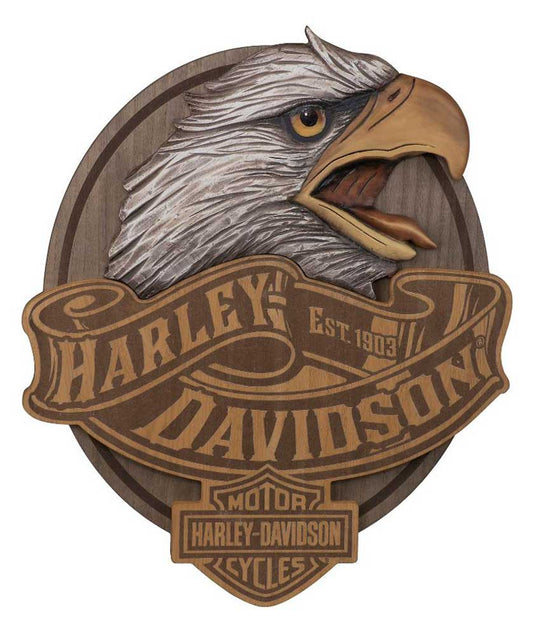 Hand Carved Wood Eagle Bar & Shield Logo Pub Sign | Harley-Davidson