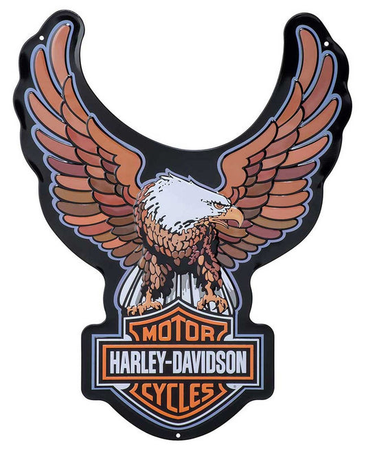 Embossed Tin Sign, Bar & Shield Eagle Shaped | Harley-Davidson