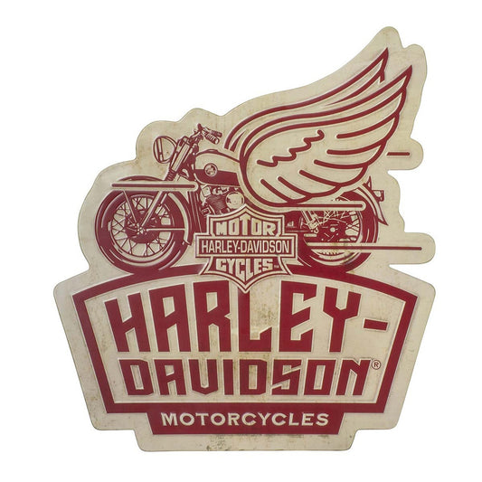 Embossed Tin Sign, Winged Motorcycle | Harley-Davidson