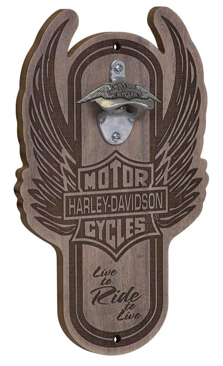 Winged Bar & Shield Magnetic Wooden Bottle Opener | Harley-Davidson