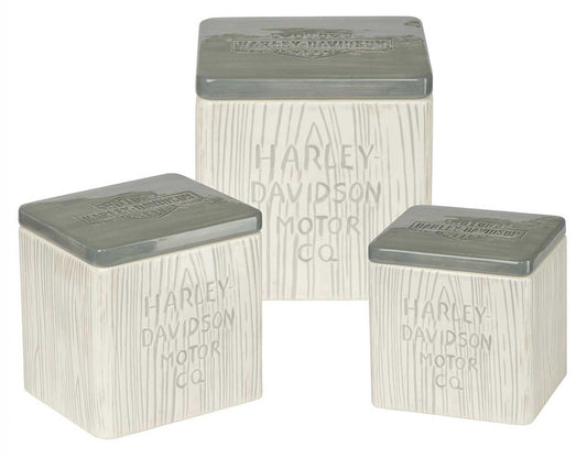 HDMC Canister Set, H-D Motor Co. B&S Ceramic Storage Three Pack | Harley-Davidson