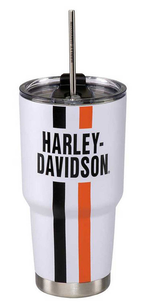 Stripes Tumbler w/ Straw, Double-Wall Stainless Steel | Harley-Davidson