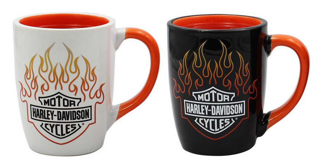 Bar & Shield Flames Ceramic Mug Set - 15 oz. - Color Change | Harley-Davidson