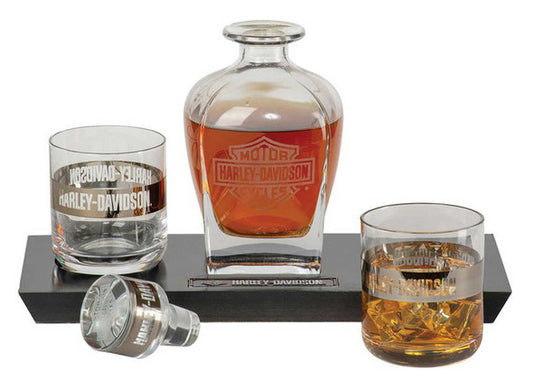 Bar & Shield Logo Glass Decanter & Whiskey Glasses Set - 23 oz | Harley-Davidson