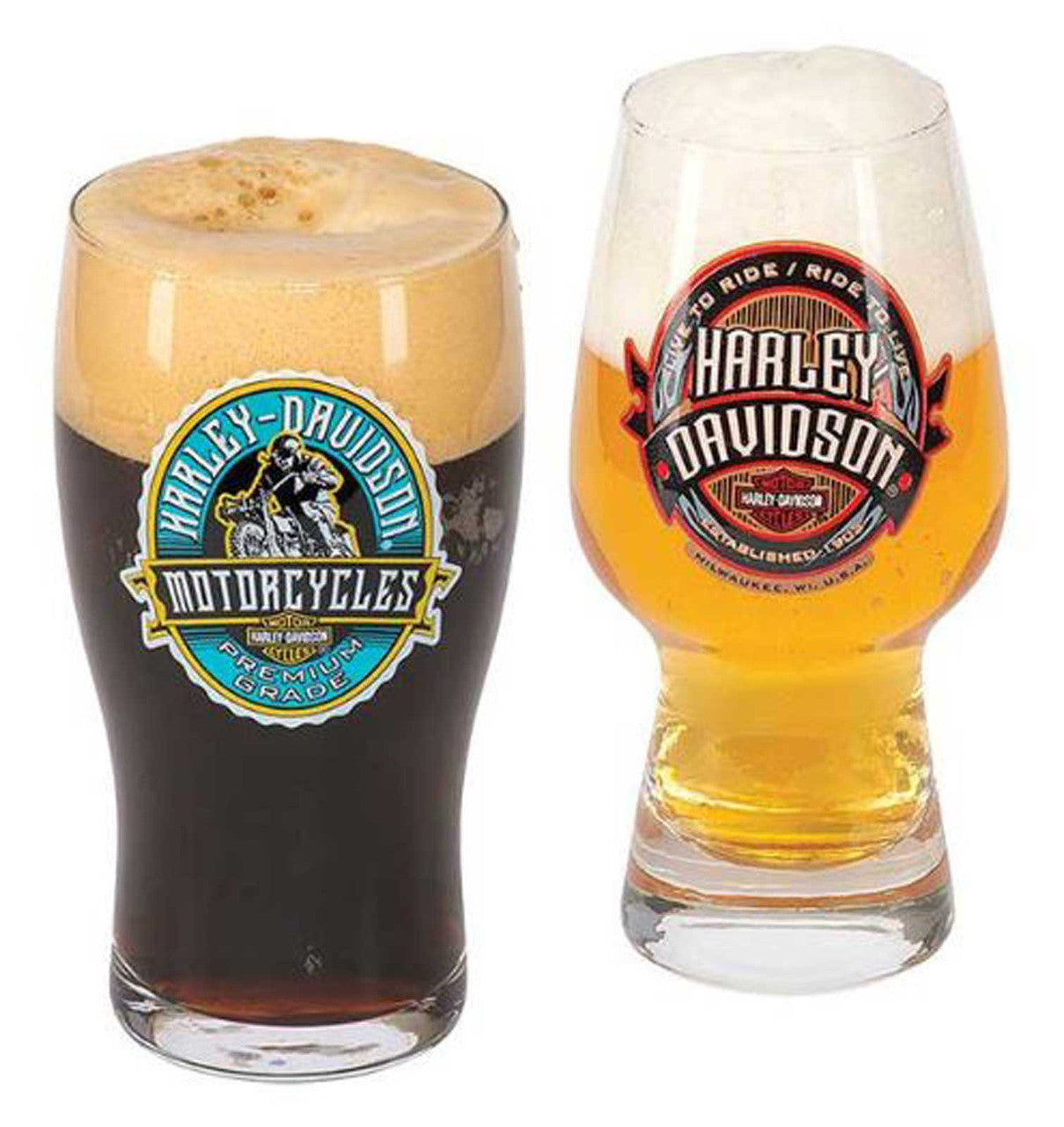 Label Craft Beer Glasses Set, Unique H-D Graphics - Set of 4 | Harley-Davidson