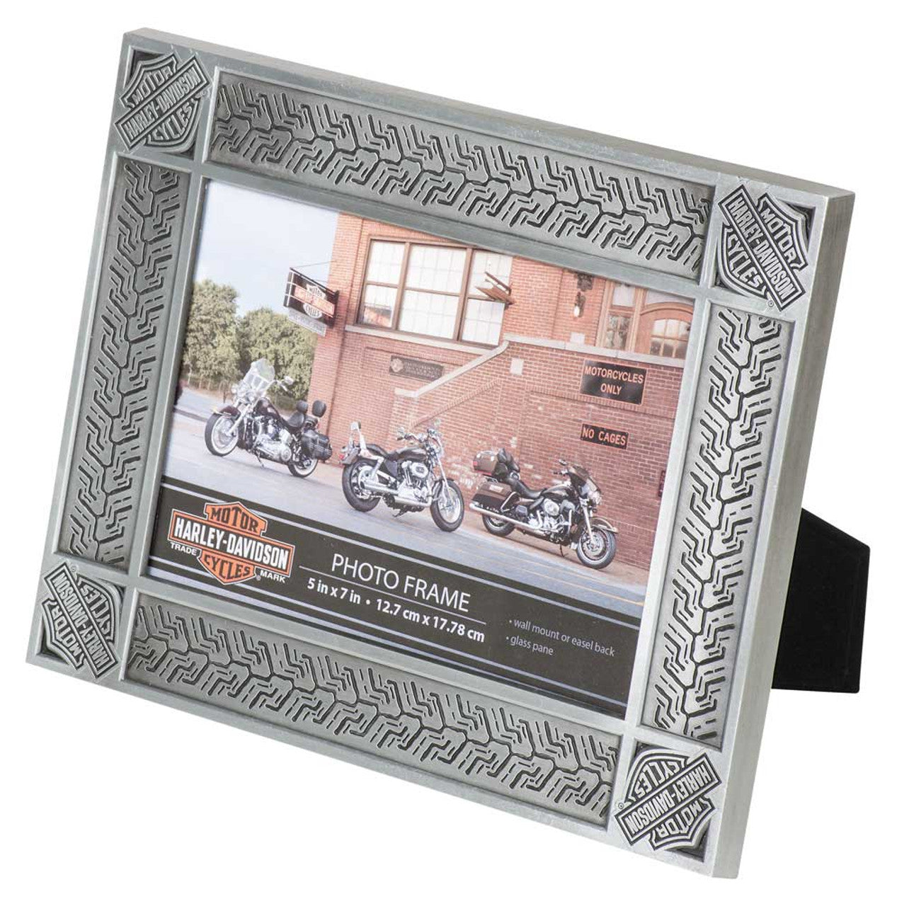 Tire Tread Tin Plated Picture Frame -Holds 5 x 7 Photo | Harley-Davidson