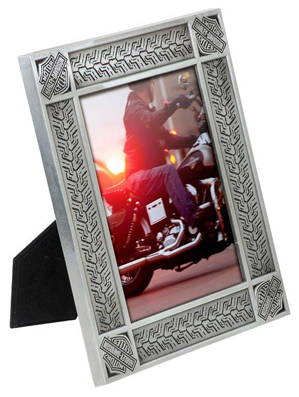 Tire Tread Tin Plated Picture Frame -Holds 5 x 7 Photo | Harley-Davidson