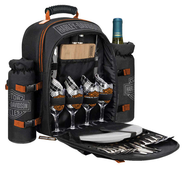 Picnic Pack Set, Bar & Shield Logo Backpack - Black & Orange | Harley-Davidson