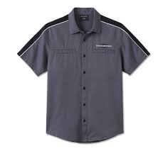 Men's Stacked Bar & Shield Short Sleeve Shirt - Colorblock - Harley Black & Ombre Blue - Harley Davidson