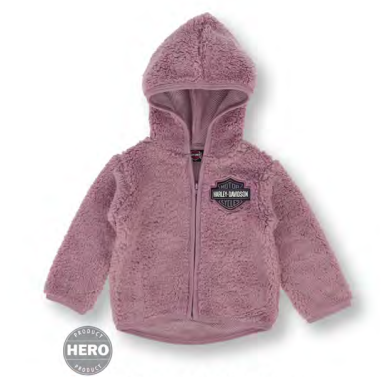 Infant Girls Sherpa Hooded Jacket- Mauve | Harley-Davidson