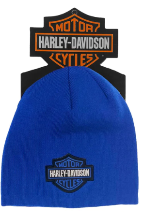 Little Boys' Bar & Shield Fine Guage Knit Beanie Cap (Blue) | Harley-Davidson