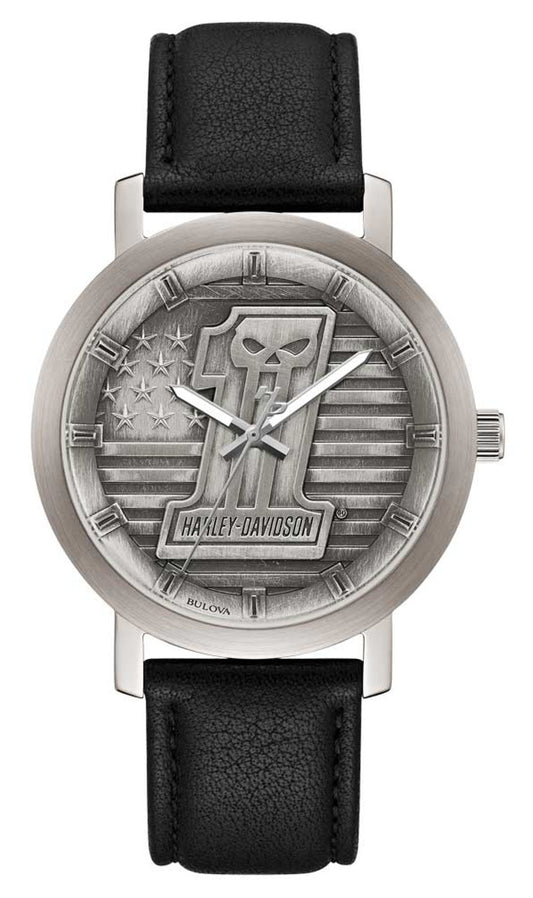 Men's #1 Skull Stars & Stripes Watch with Leather Strap | Harley-Davidson