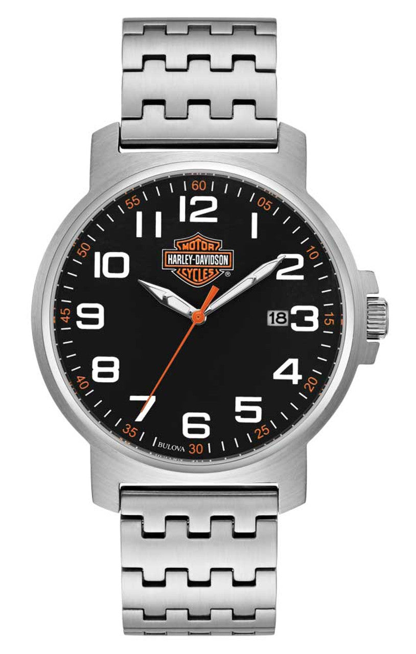 Men's Easy Read Black Dial, Silver Stainless Steel Watch | Harley-Davidson