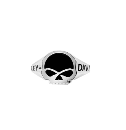 Men's Small Onyx Willie G Skull Sterling Silver Ring | Harley-Davidson