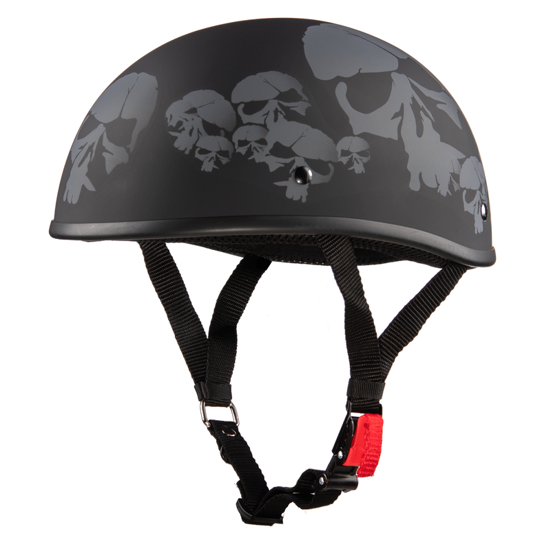 Beanie Style Helmet with Silver Skull (Dull Black) Quick Release | Classic