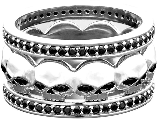 Women's Silver Willie G Skull W/ Black Stones Stacking Ring | Harley-Davidson