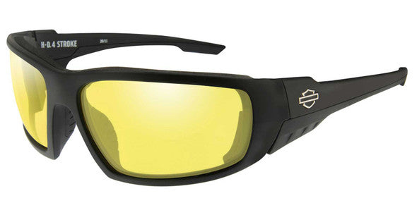 Men's 4 Stroke Sunglasses W/ Yellow Lenses & Matte Black Frames