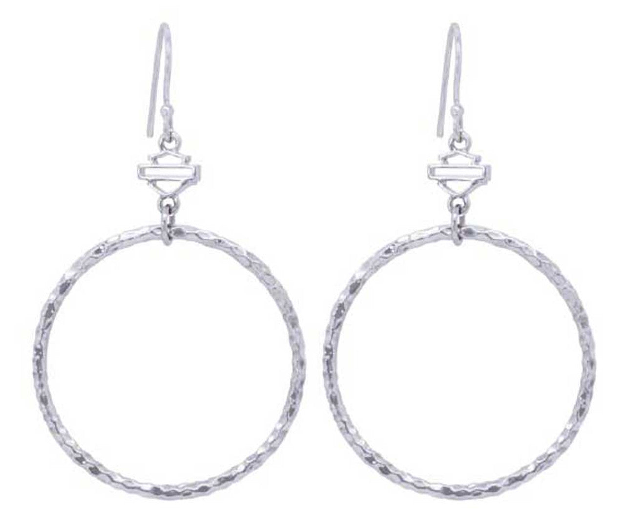 Women's Hammered Hoop With Bar & Shield Hook Earrings | Harley-Davidson